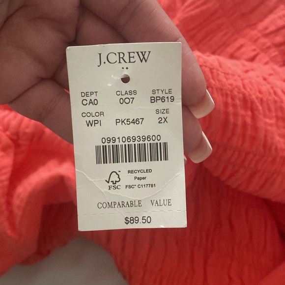 NWT J.Crew Women’s Smocked Square-Neck Peplum Top Long Sleeve Size 2X Plus Size - Picture 5 of 5